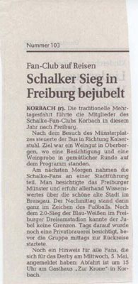 Zeitungsartikel über die Freiburgfahrt 1999