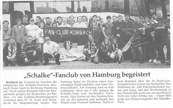 Zeitungsartikel zur Dreitagesfahrt nach Hamburg